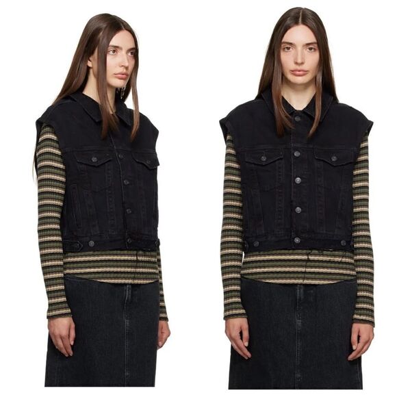 AGOLDE Denim Vest in Black - Picture 1 of 7